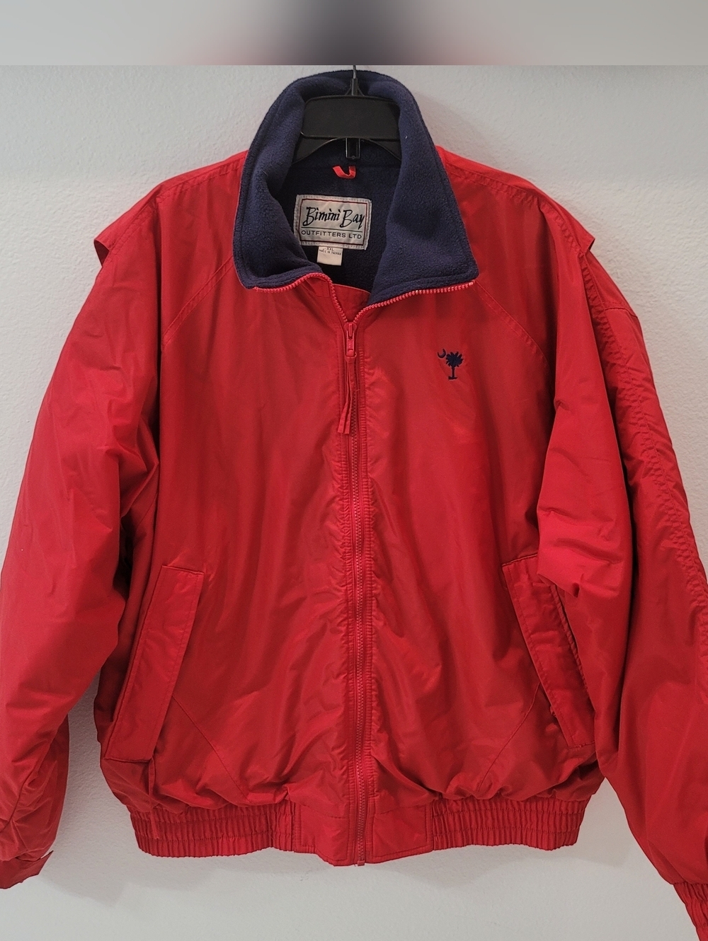 Bimini Bay Men's Red Bomber Jacket with Navy Collar Size XXL